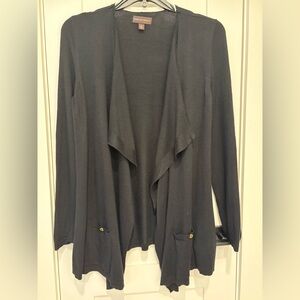 Dana Buchman Black Open Front Cardigan Waterfall